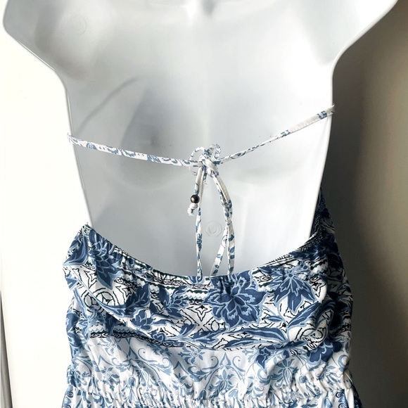 Angie Blue and White Halter Maxi Dress - Picture 8 of 10